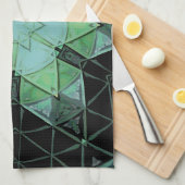 Mozaïek Mandala Bloem Blauw Groen en Zwart Theedoek (Quarter Fold)