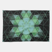 Mozaïek Mandala Bloem Blauw Groen en Zwart Theedoek (Horizontaal)