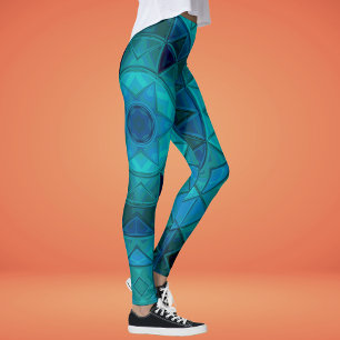 Mozaïek Mandala Bloem Blauw Leggings