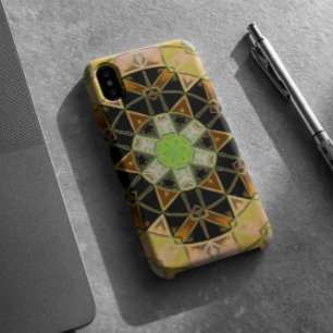Mozaïek Mandala Bloem Groen Geel en Zwart iPhone 11 Hoesje