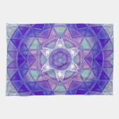 Mozaïek Mandala Bloem Paarse Blauw en Wit Theedoek (Horizontaal)