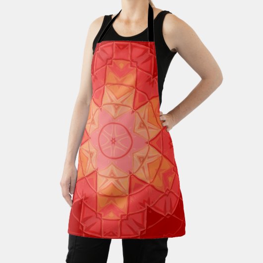 Mozaïek Mandala Bloem Rood en Sinaasappel Schort (Insitu)