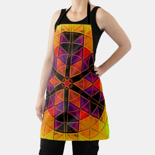 Mozaïek Mandala Bloem Rood Paarse en Sinaasappel Schort (Insitu)