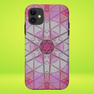 Mozaïek Mandala Bloem Roze en Wit iPhone 11 Hoesje