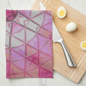 Mozaïek Mandala Bloem Roze en Wit Theedoek (Quarter Fold)