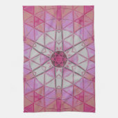 Mozaïek Mandala Bloem Roze en Wit Theedoek (Verticaal)