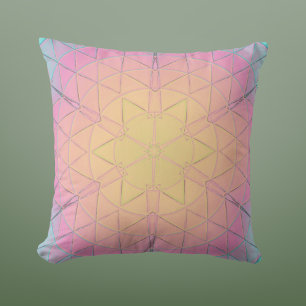 Mozaïek Mandala geel roze en blauw Kussen