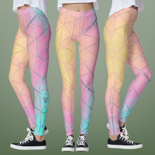 Mozaïek Mandala geel roze en blauw Leggings
