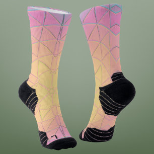 Mozaïek Mandala geel roze en blauw Sokken