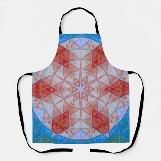 Mozaïek Mandala rood wit en blauw Schort (Voorkant)