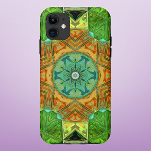 Mozaïek Mandala Sinaasappel en Groen iPhone 11 Hoesje