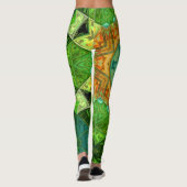 Mozaïek Mandala Sinaasappel en Groen Leggings (Achterkant)