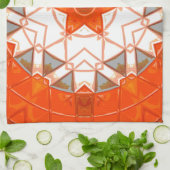 Mozaïek Mandala Sinaasappel en wit Theedoek (Gevouwen)