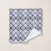 Mozaïek Marokkaanse Tegel Patroon#2 Blauw Wit ID10 Bad Handdoek (Wasdoekje)