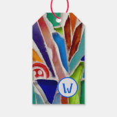 Mozaïek met meerkleurige monogram cadeaulabel (Voorkant)