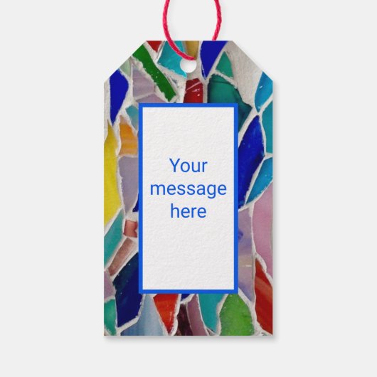 Mozaïek met meerkleurige monogram cadeaulabel (Achterkant)