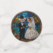 Mozaïek Muis Bruiloft Paar Glas in lood Effect. Confetti (Kleine voorkant)