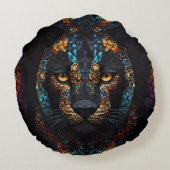 Mozaïek Panther Art Rond Kussen (Achterkant)