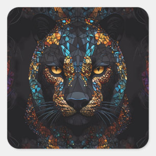 Mozaïek Panther Art Vierkante Sticker