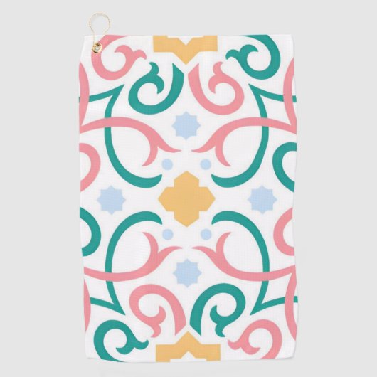 Mozaïek/pastel/veer Golfhanddoek (Voorkant)