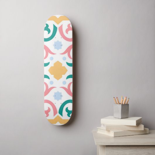 Mozaïek/pastel/veer Skateboard (Muurkunst)