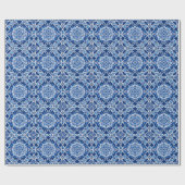 Mozaïek Patroon in Indigo en Kobalt Blauw Cadeaupapier (Vlak)