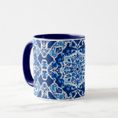 Mozaïek Patroon in Indigo en Kobalt Blauw Mok (Voorkant links)