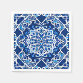 Mozaïek Patroon in Indigo en Kobalt Blauw Servet (Voorkant)