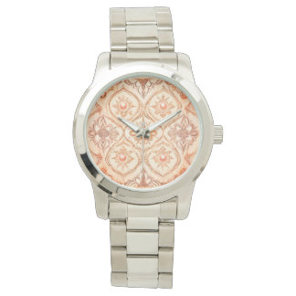 Mozaïek Perzik met Pearl Design Art, Vrouwen Horloge