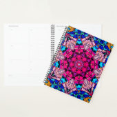 Mozaïek Roze Mandala Bloemen Psychedelische Retro Planner (Display)
