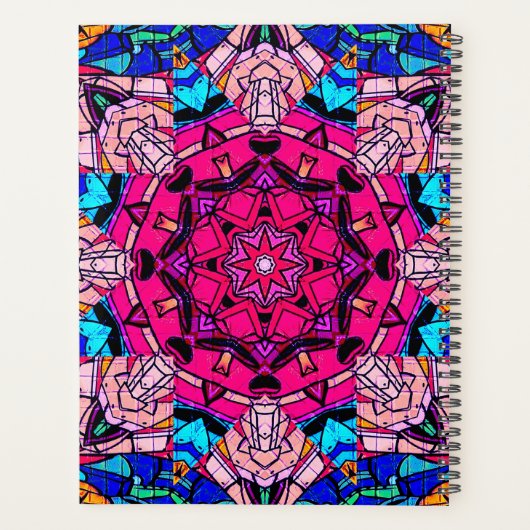 Mozaïek Roze Mandala Bloemen Psychedelische Retro Planner (Achterkant)