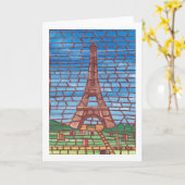 Mozaïek Schilderij van Eiffeltoren Wenskaarten Kaart (Gele Bloem)