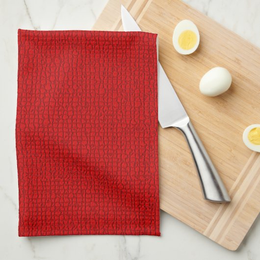 Mozaïek Solid Red Textured Pattern Theedoek (Quarter Fold)