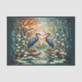 Mozaïek stijl afbeelding van 2 blauwe reigers in h tissuepapier (Voorkant)