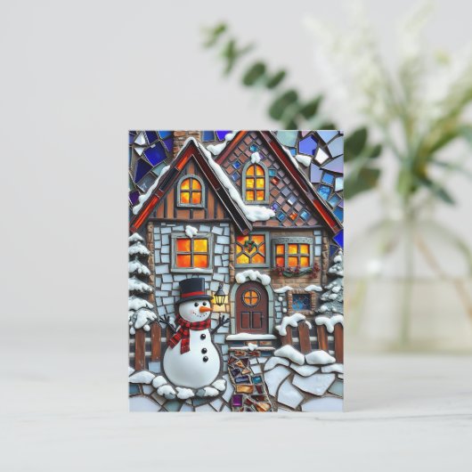 Mozaïek Tegel en Glas in lood Kerst Briefkaart (Staand voorkant)