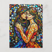Mozaïek Tegel Style AI Art Romantische Omarm Briefkaart (Voorkant)