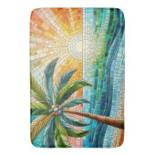Mozaïek Tropisch strand Sunset Palm Tree Badmat (Voorkant Verticaal)