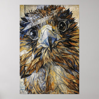 Mozaiëk valk - Geometrische roofvogel wandkunst Poster