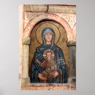 Mozaïek van de Maagd Maria en Jezus Poster