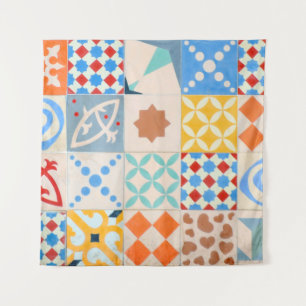 Mozaïek van hydraulische cementtegels, decoratieve wandkleed