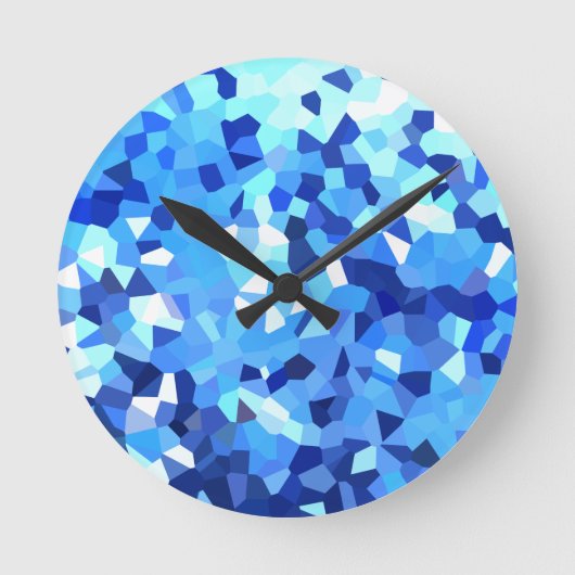 Mozaïek van modern blauw en wit Glas in lood Ronde Klok (Voorkant)