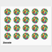 Mozaïek van vierkanten ronde sticker (Vel)
