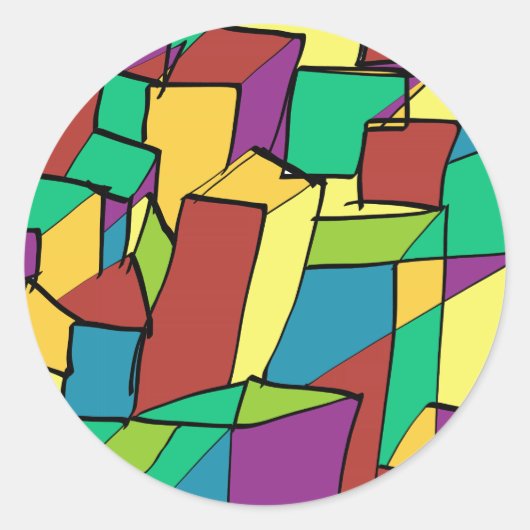 Mozaïek van vierkanten ronde sticker (Voorkant)