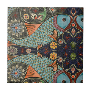 Mozaïek Vis Teal / Turquoise Modern Patroon Uniek Tegeltje