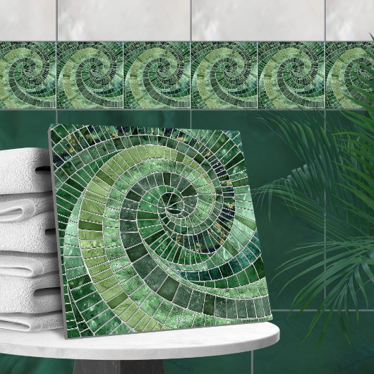 Mozaïek Wave Spiraal - Gedempt Groen Tegeltje