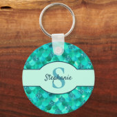 Mozaïek Zeemeermin Schubben Zee Groen Aqua Blauw Sleutelhanger (Voorkant)