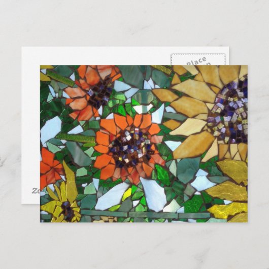 Mozaïek Zonnebloem briefkaart door Willowcatdesign (Voorkant / Achterkant)