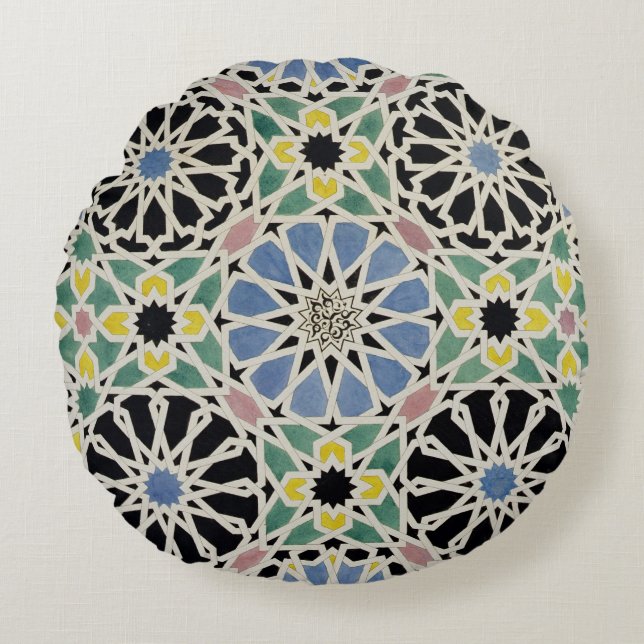 Mozaïekavement in het Alhambra, uit 'The Arabian Rond Kussen (Voorkant)