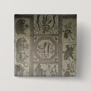 Mozaïekbedekking uit de Romeinse villa bij Laag Vierkante Button 5,1 Cm