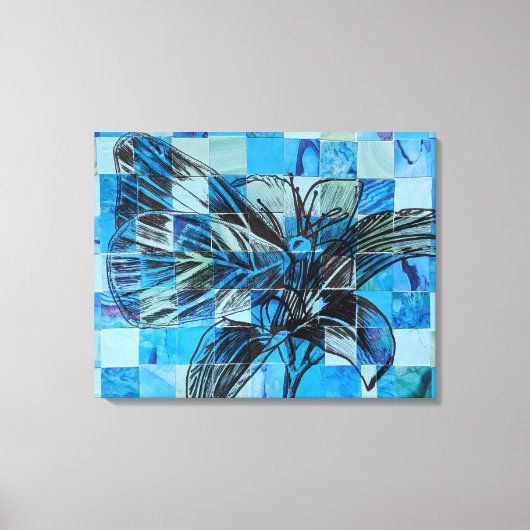 Mozaïekblauwe vlinder canvas afdruk (Voorkant)